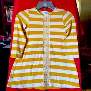 Mustard and ivory striped and lace dress or long shirt